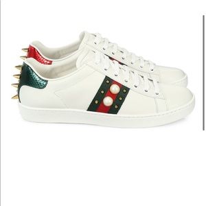 Gucci stud web leather sneakers
